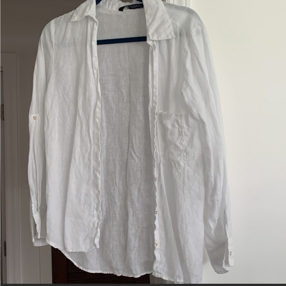 Zara Tops Zara Linen White Button Up Poshmark